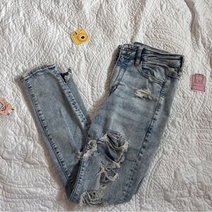 American Eagle Outfitters Blue Skinny Jeans Distressed